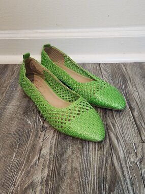 C Est. 1946 Women's Size 9 Green Woven Pointed Toe Slip on Flats Shoes